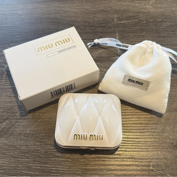 Miu Miu Other - Miu Miu White Makeup Mirror Double Sided Portable Makeup Gift